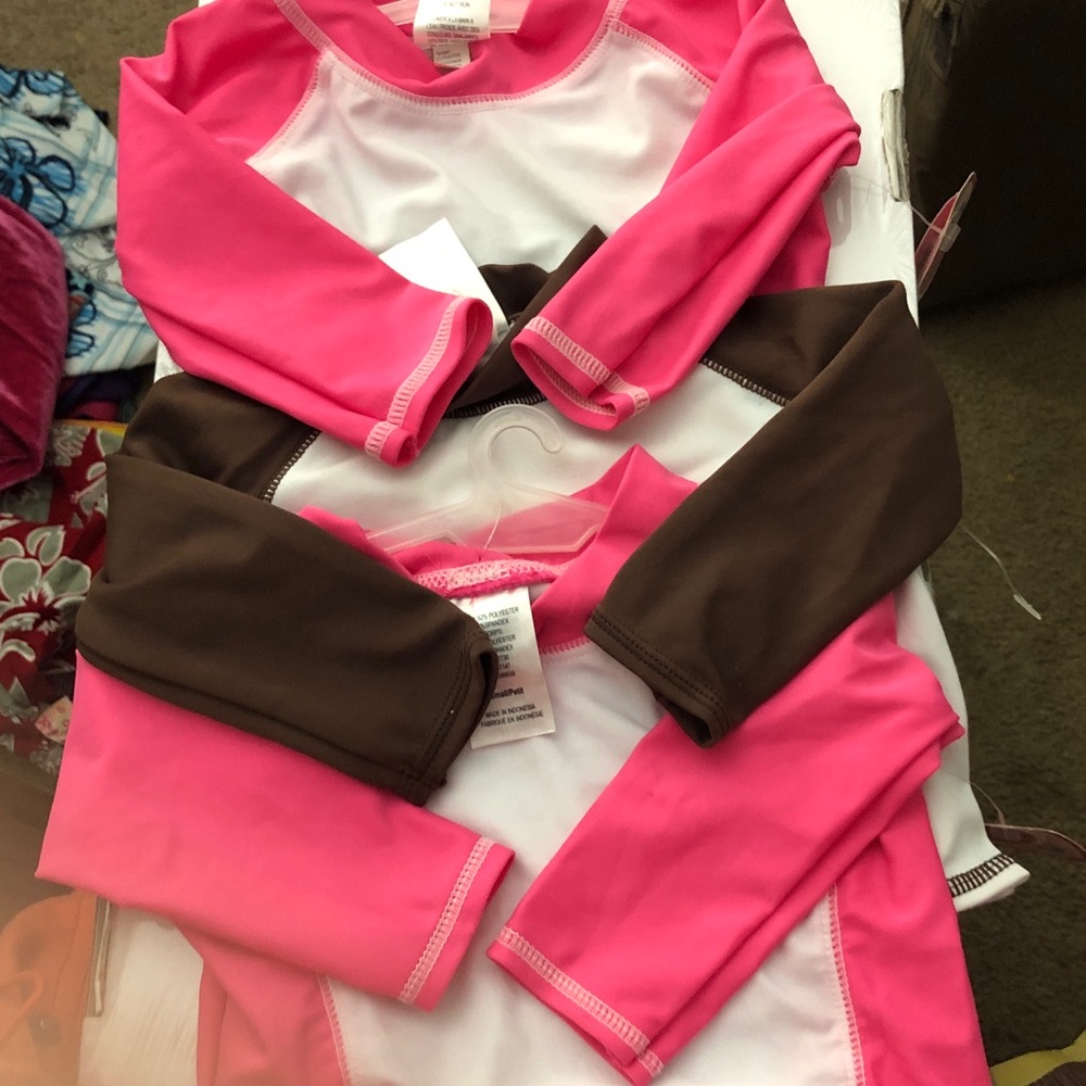 Circo Pink and Brown Long Sleeve Kids Rashguard